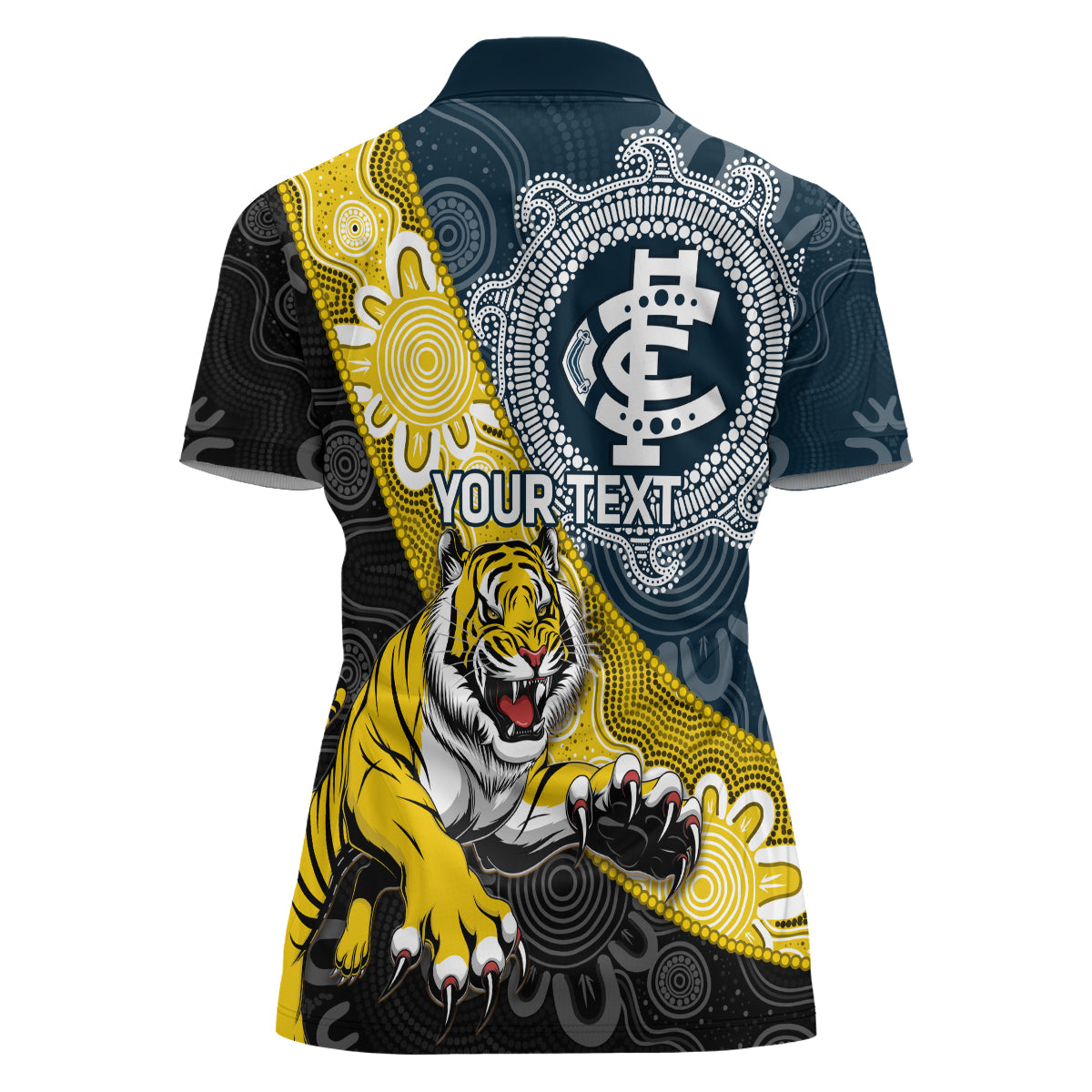 Personalised Richmond And Carlton Football Women Polo Shirt Tigers BluesTogether Aboriginal Art