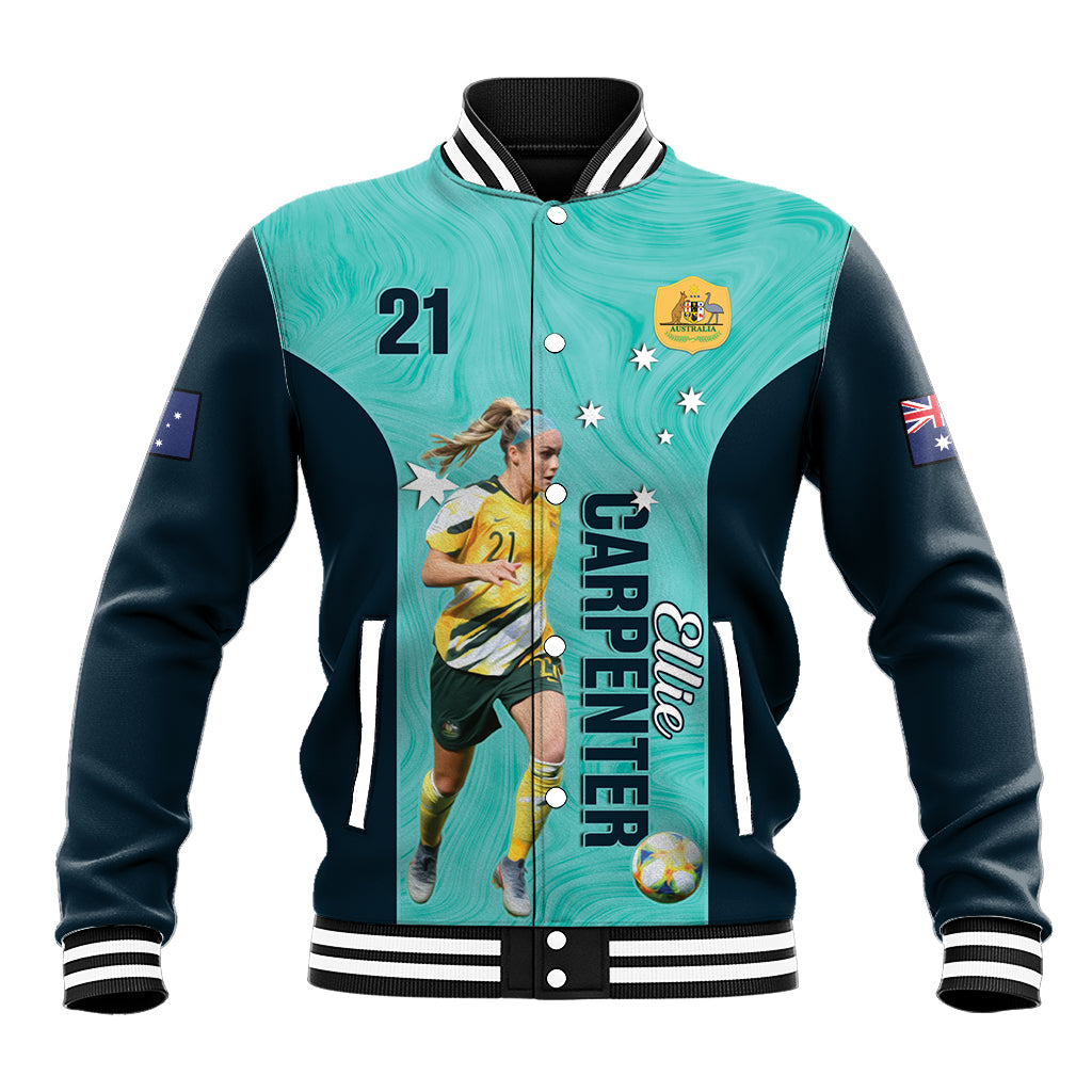 Australia Soccer Baseball Jacket Ellie Carpenter Matildas - Turquoise