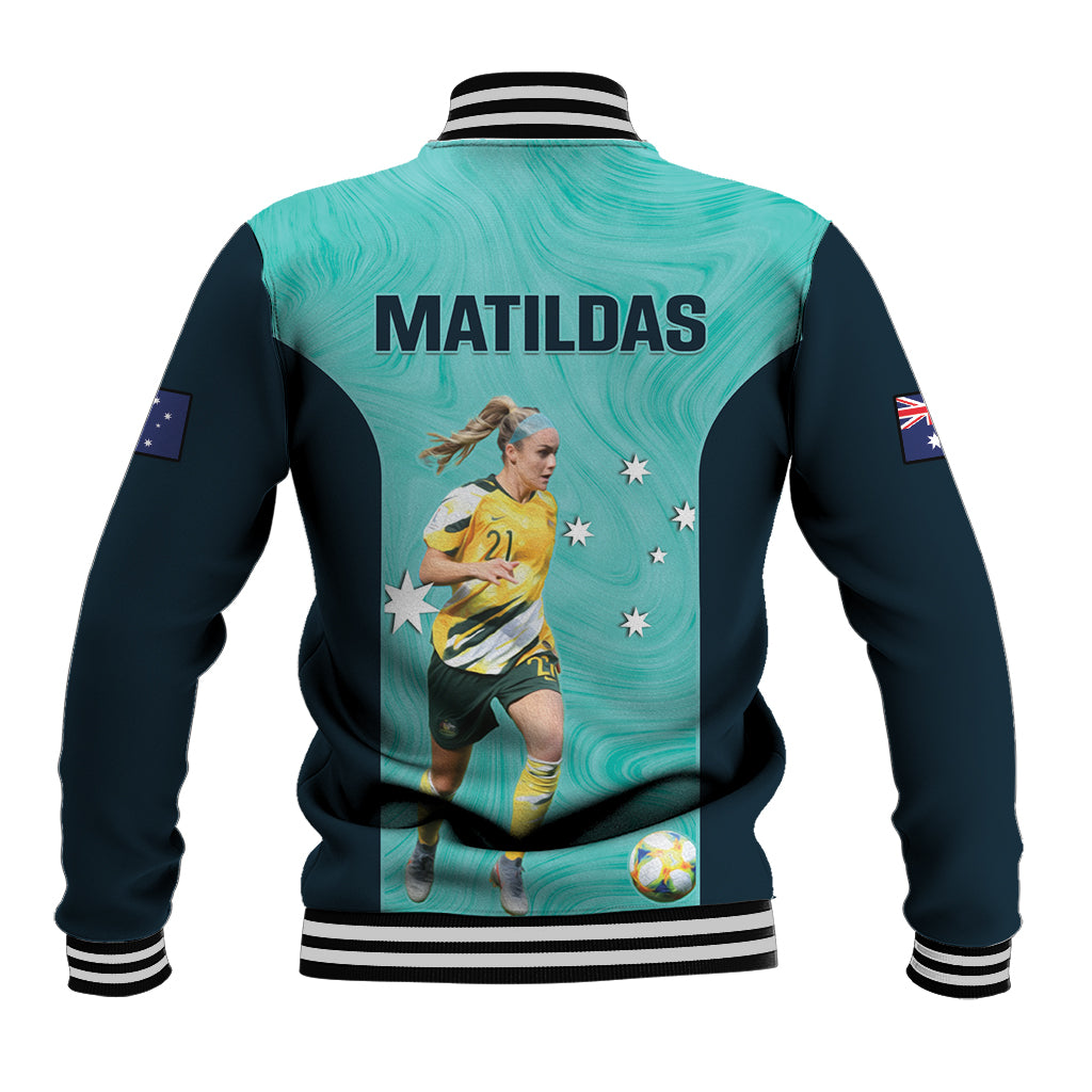 Australia Soccer Baseball Jacket Ellie Carpenter Matildas - Turquoise