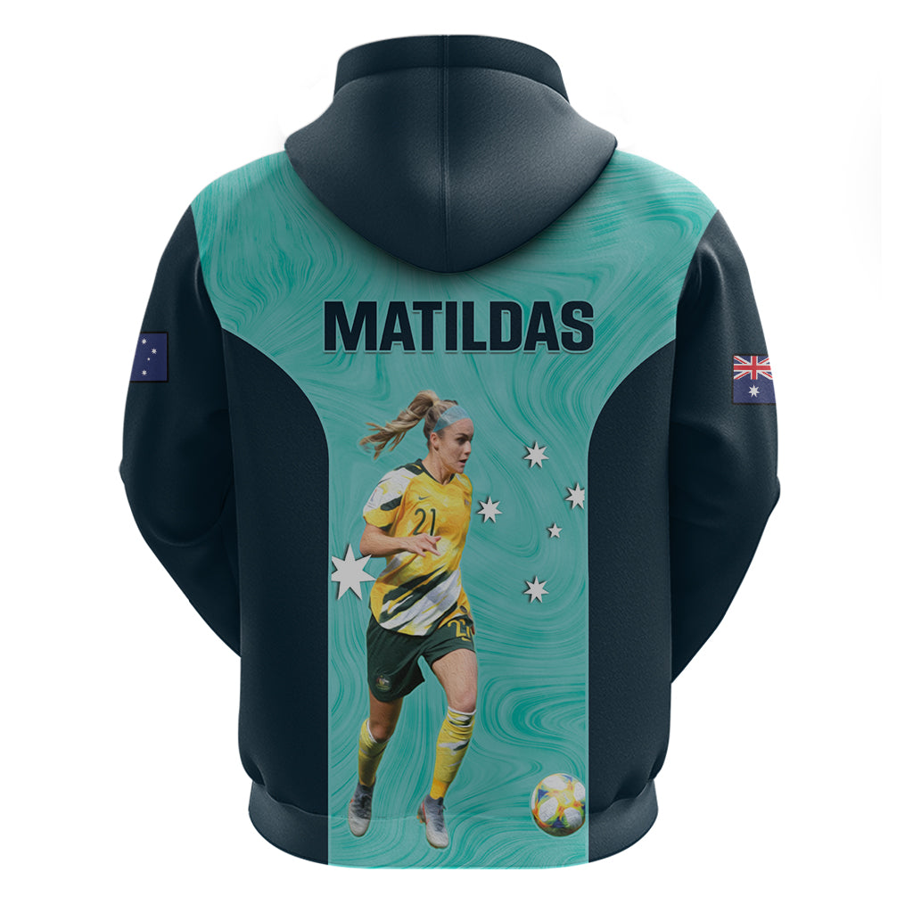 Australia Soccer Hoodie Ellie Carpenter Matildas - Turquoise