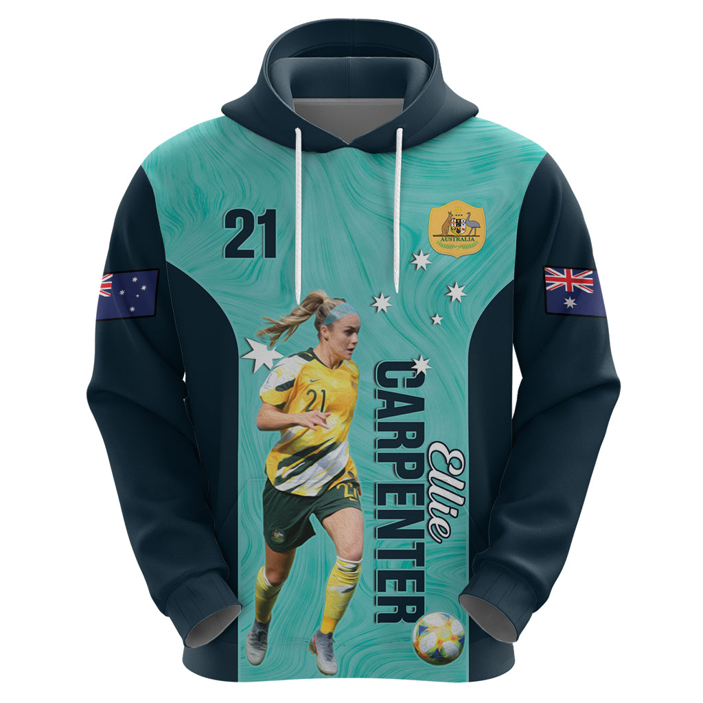 Australia Soccer Hoodie Ellie Carpenter Matildas - Turquoise