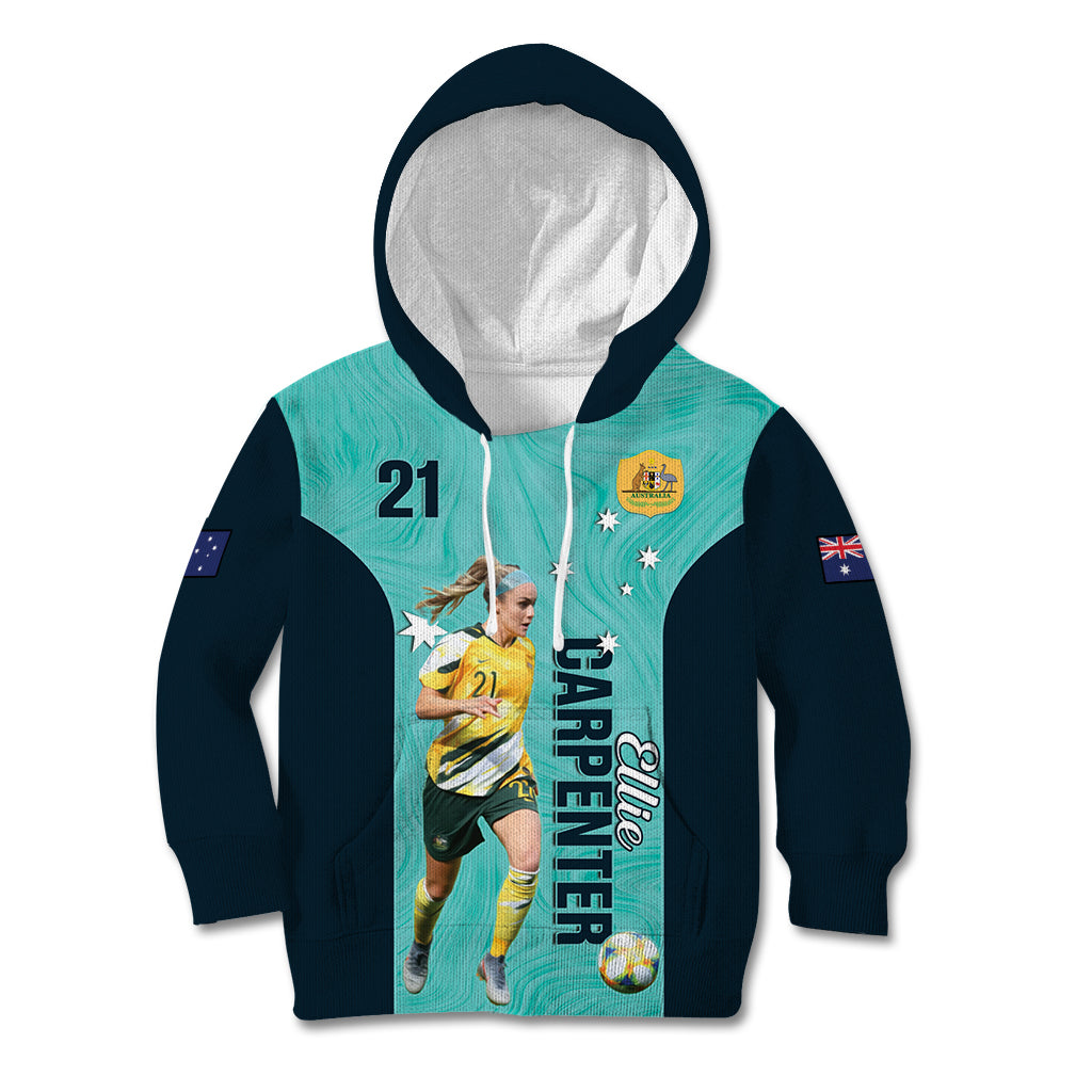 Australia Soccer Kid Hoodie Ellie Carpenter Matildas - Turquoise