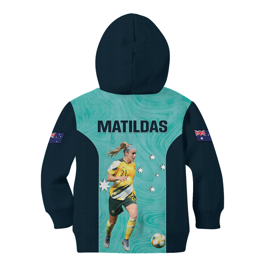 Australia Soccer Kid Hoodie Ellie Carpenter Matildas - Turquoise