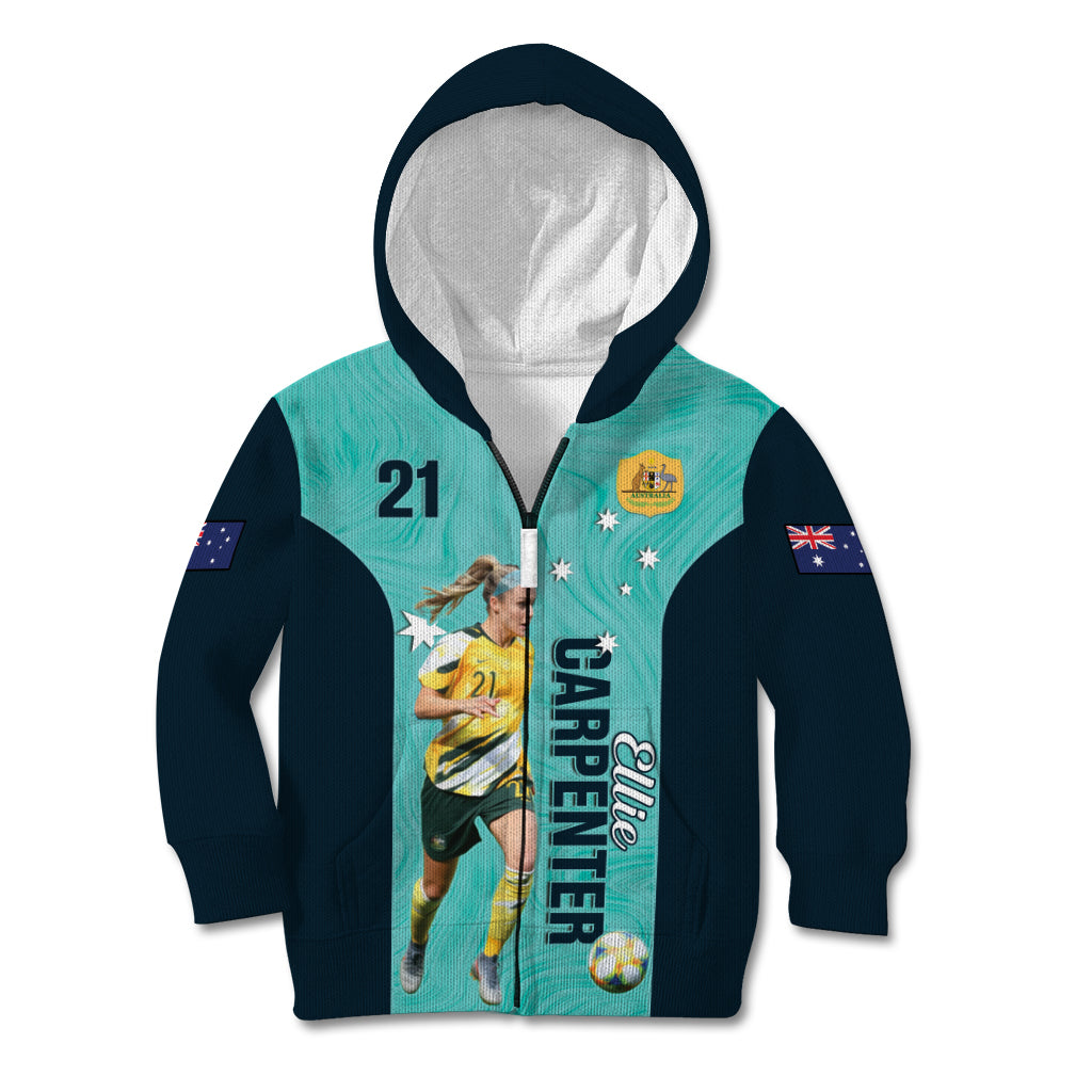 Australia Soccer Kid Hoodie Ellie Carpenter Matildas - Turquoise