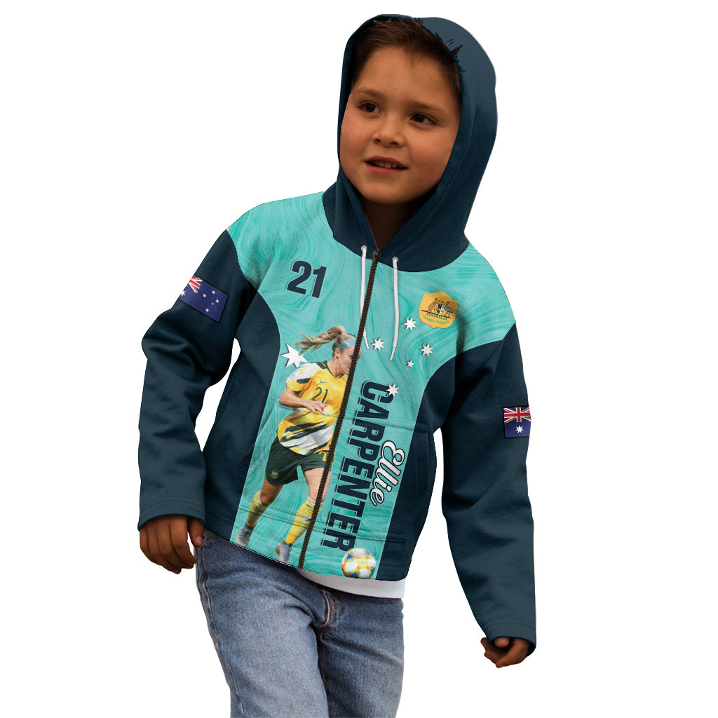 Australia Soccer Kid Hoodie Ellie Carpenter Matildas - Turquoise