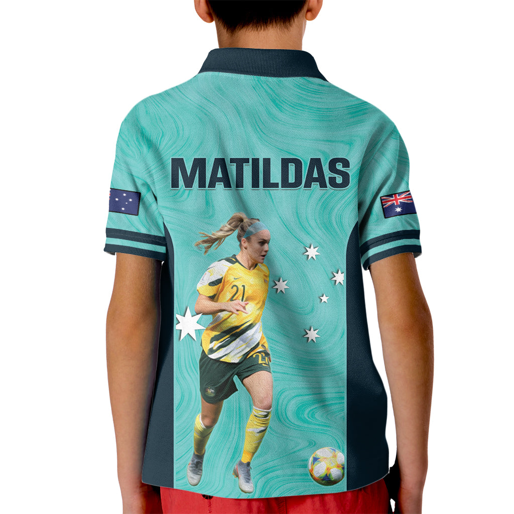 Australia Soccer Kid Polo Shirt Ellie Carpenter Matildas - Turquoise