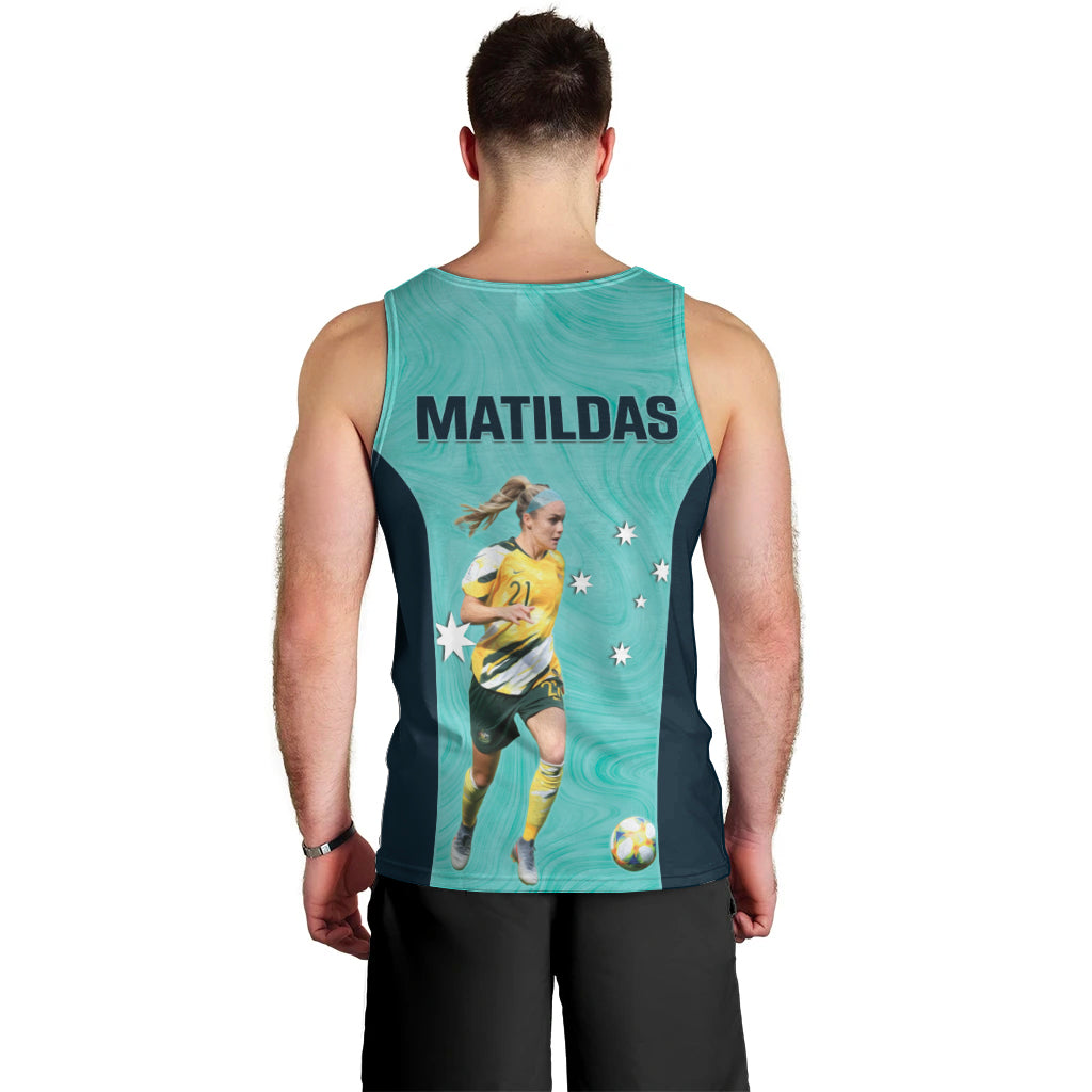 Australia Soccer Men Tank Top Ellie Carpenter Matildas - Turquoise