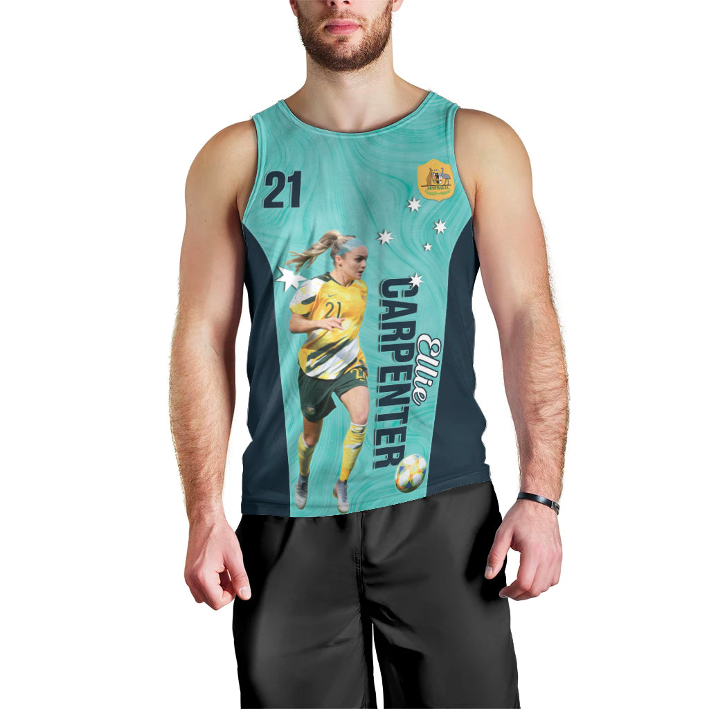 Australia Soccer Men Tank Top Ellie Carpenter Matildas - Turquoise