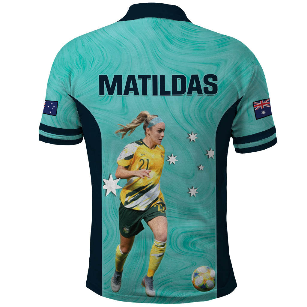 Australia Soccer Polo Shirt Ellie Carpenter Matildas - Turquoise