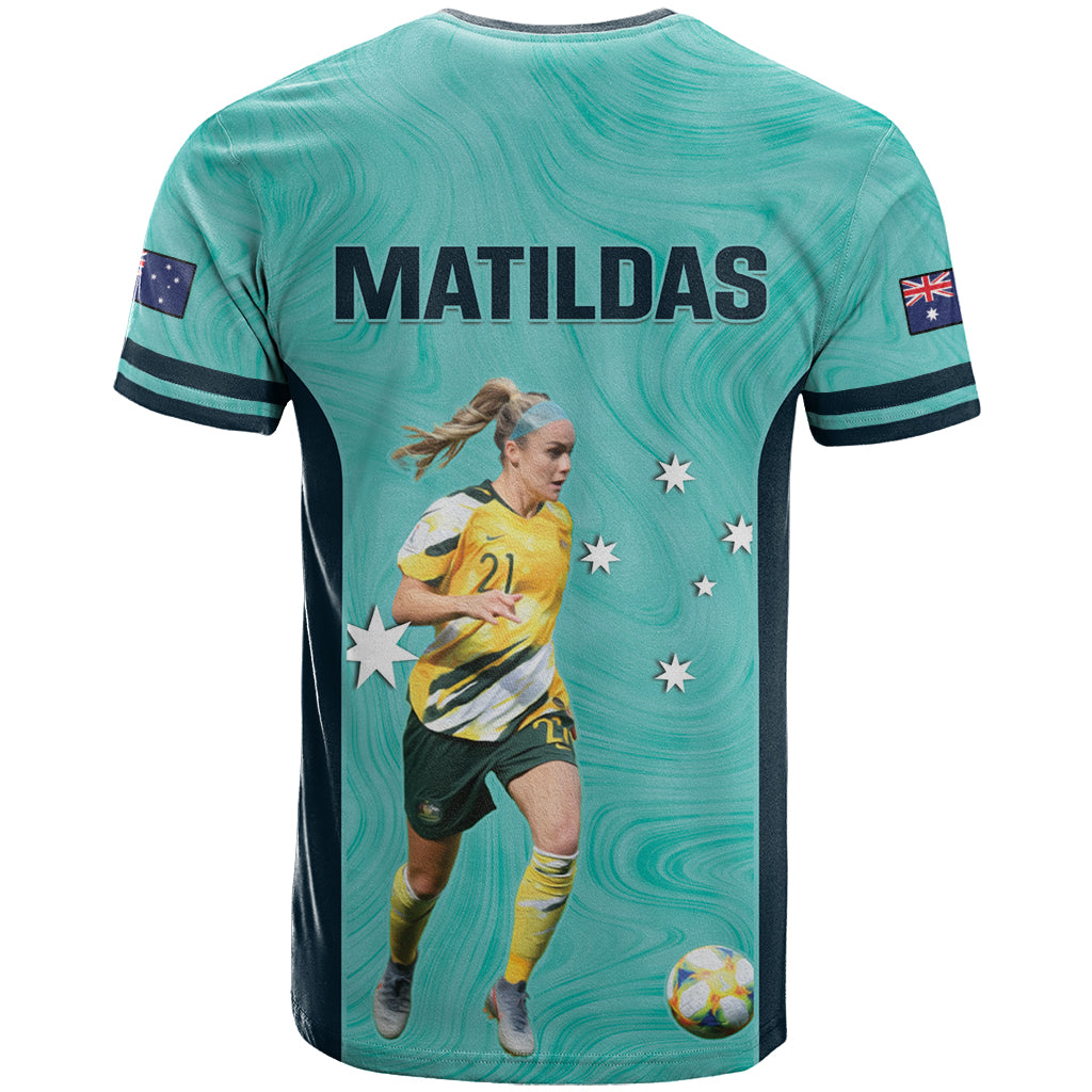 Australia Soccer T Shirt Ellie Carpenter Matildas - Turquoise