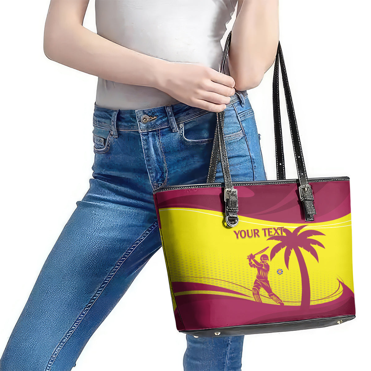 Custom West Indies Cricket Leather Tote Bag 2024 World Cup Go Windies