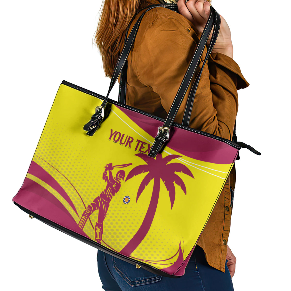 Custom West Indies Cricket Leather Tote Bag 2024 World Cup Go Windies