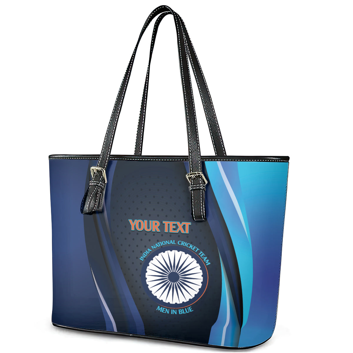 Custom India Cricket Leather Tote Bag 2024 World Cup Go Men in Blue