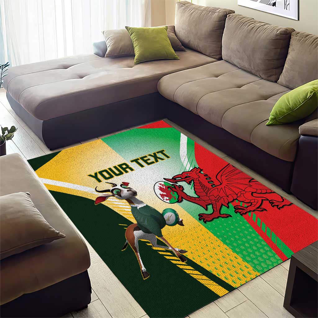 Custom South Africa And Wales Rugby Area Rug Springboks Welsh Mascots Dynamic Version