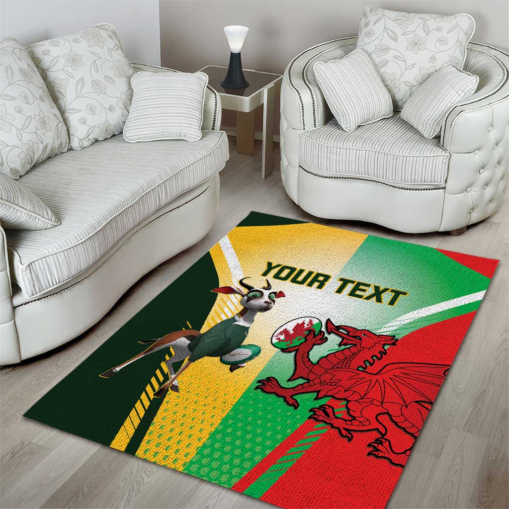 Custom South Africa And Wales Rugby Area Rug Springboks Welsh Mascots Dynamic Version