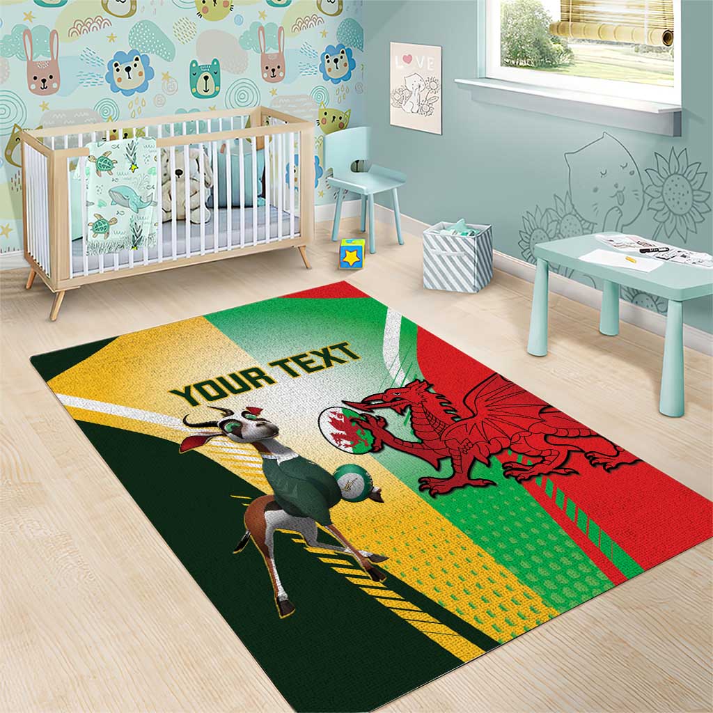 Custom South Africa And Wales Rugby Area Rug Springboks Welsh Mascots Dynamic Version