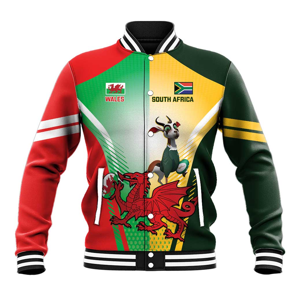 Custom South Africa And Wales Rugby Baseball Jacket Springboks Welsh Mascots Dynamic Version