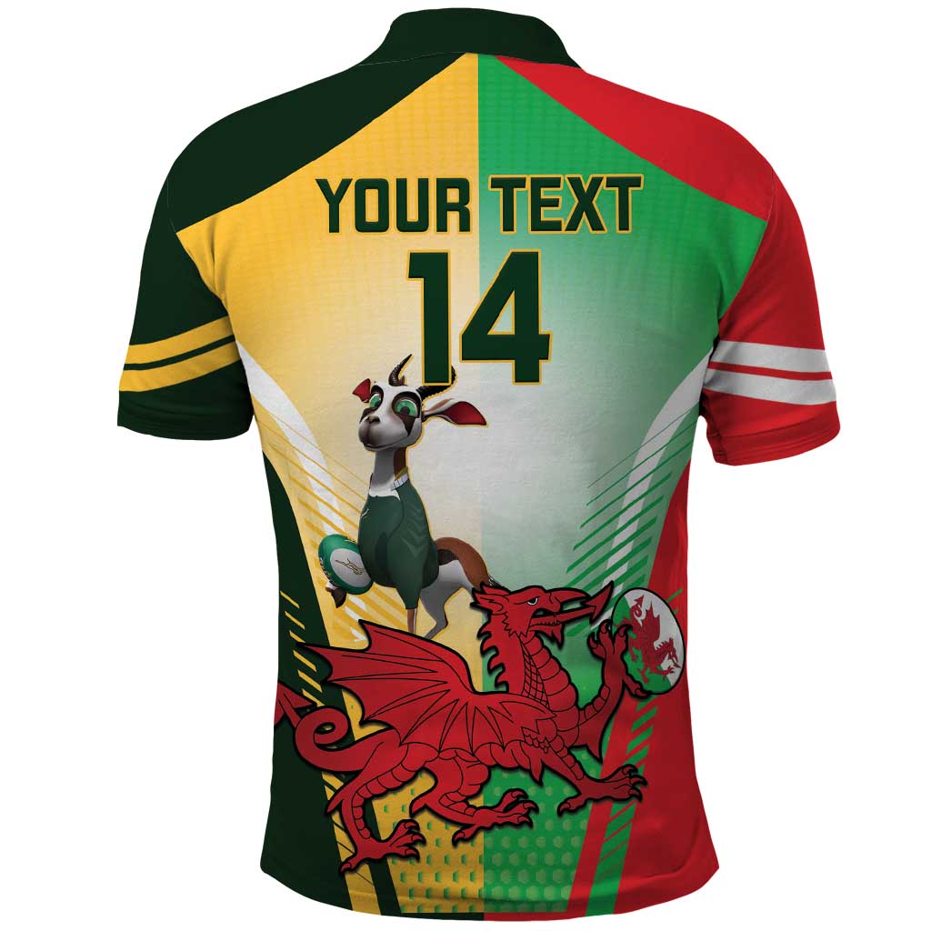 Custom South Africa And Wales Rugby Polo Shirt Springboks Welsh Mascots Dynamic Version