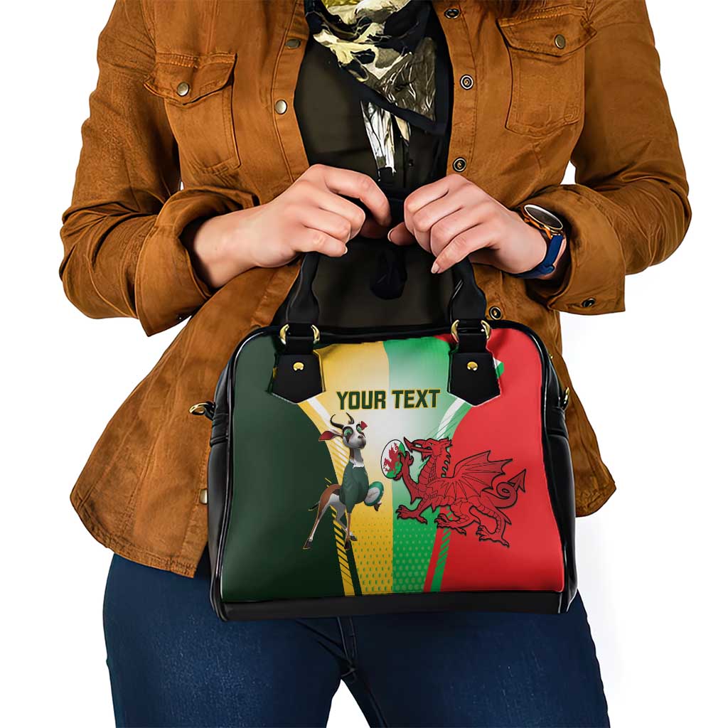 Custom South Africa And Wales Rugby Shoulder Handbag Springboks Welsh Mascots Dynamic Version