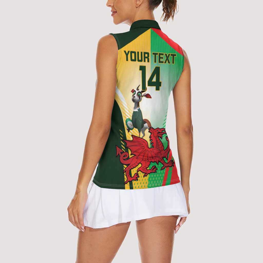 Custom South Africa And Wales Rugby Women Sleeveless Polo Shirt Springboks Welsh Mascots Dynamic Version