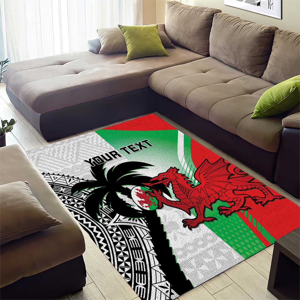 Custom Fiji And Wales Rugby Area Rug Fijian Tapa Welsh Mascots Dynamic Version