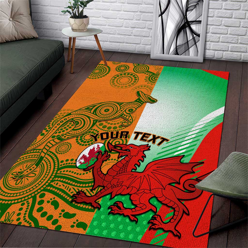 Custom Australia And Wales Rugby Area Rug Wallabies Welsh Mascots Dynamic Version