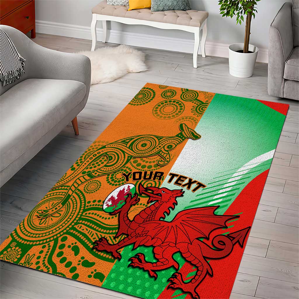 Custom Australia And Wales Rugby Area Rug Wallabies Welsh Mascots Dynamic Version