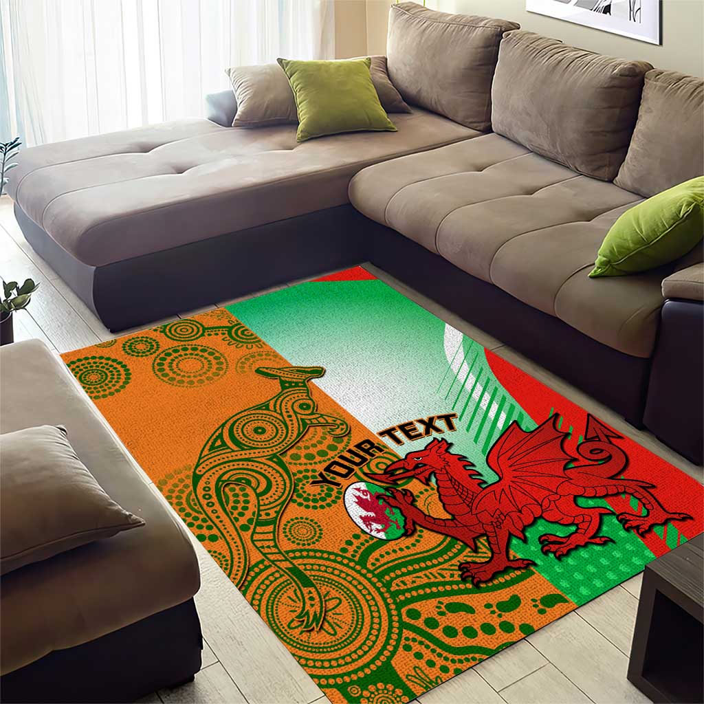 Custom Australia And Wales Rugby Area Rug Wallabies Welsh Mascots Dynamic Version