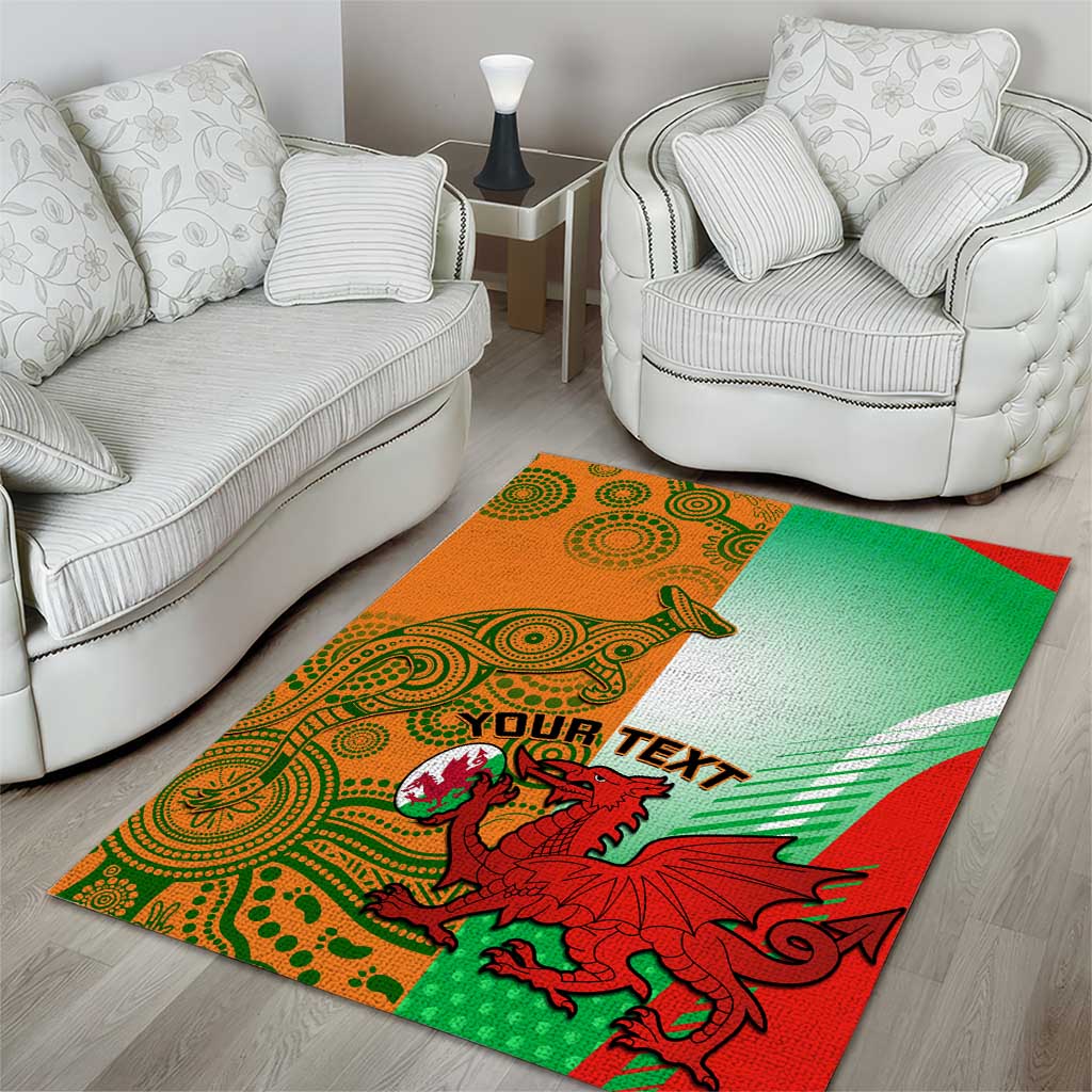 Custom Australia And Wales Rugby Area Rug Wallabies Welsh Mascots Dynamic Version