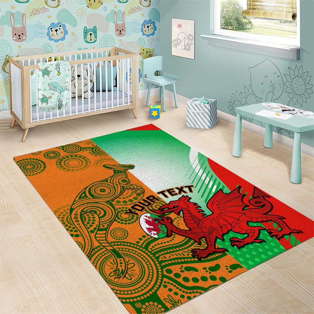 Custom Australia And Wales Rugby Area Rug Wallabies Welsh Mascots Dynamic Version