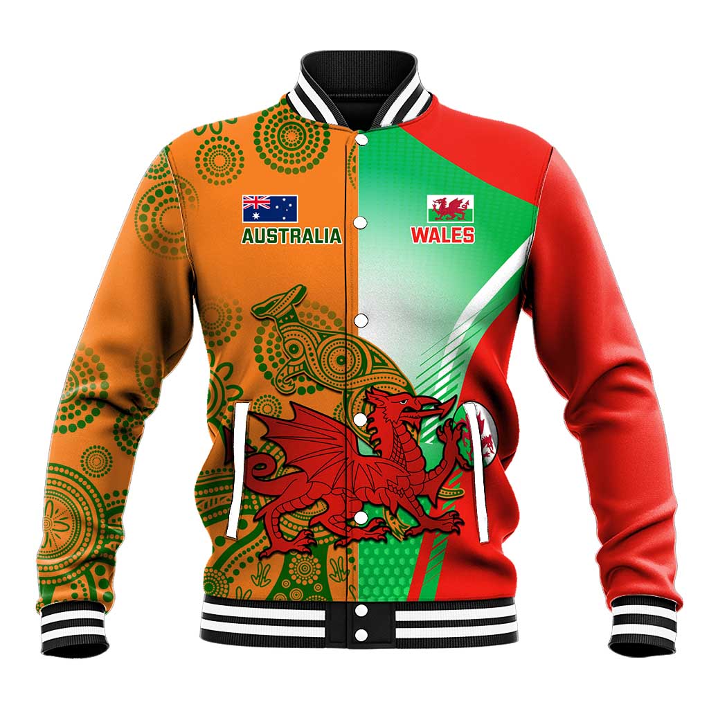 Custom Australia And Wales Rugby Baseball Jacket Wallabies Welsh Mascots Dynamic Version