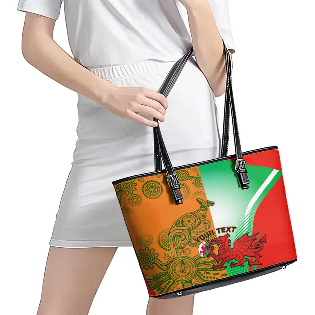 Custom Australia And Wales Rugby Leather Tote Bag Wallabies Welsh Mascots Dynamic Version