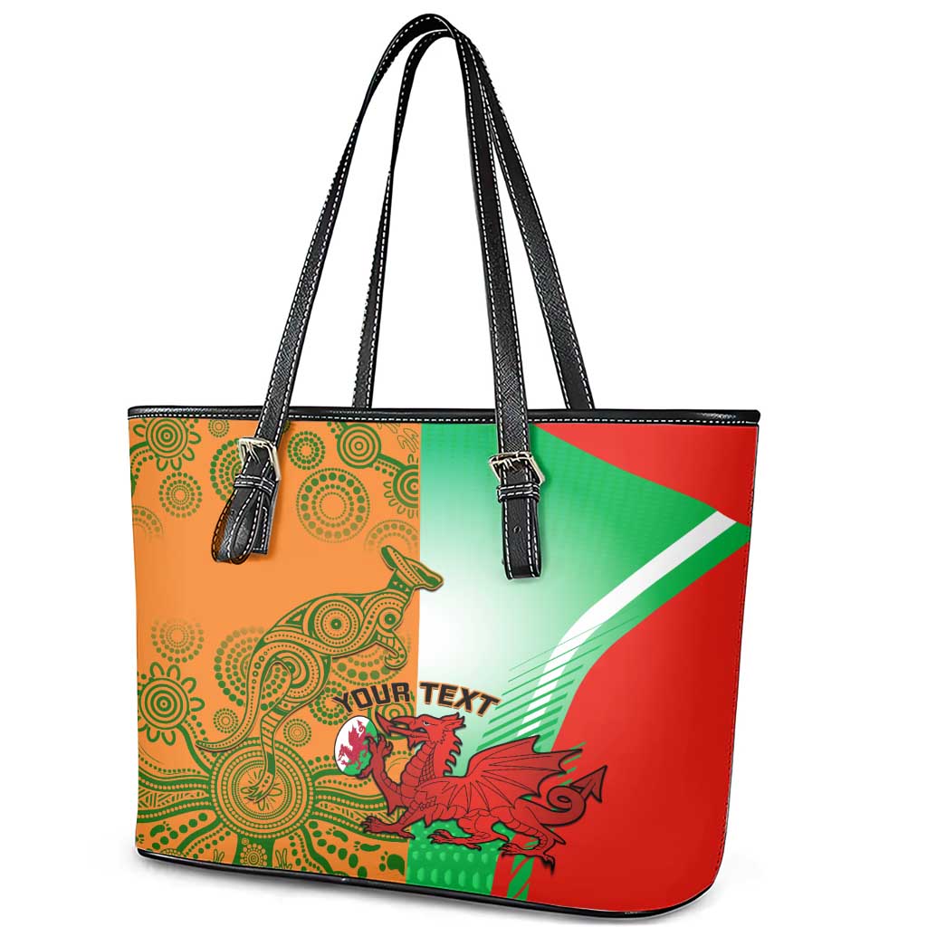 Custom Australia And Wales Rugby Leather Tote Bag Wallabies Welsh Mascots Dynamic Version