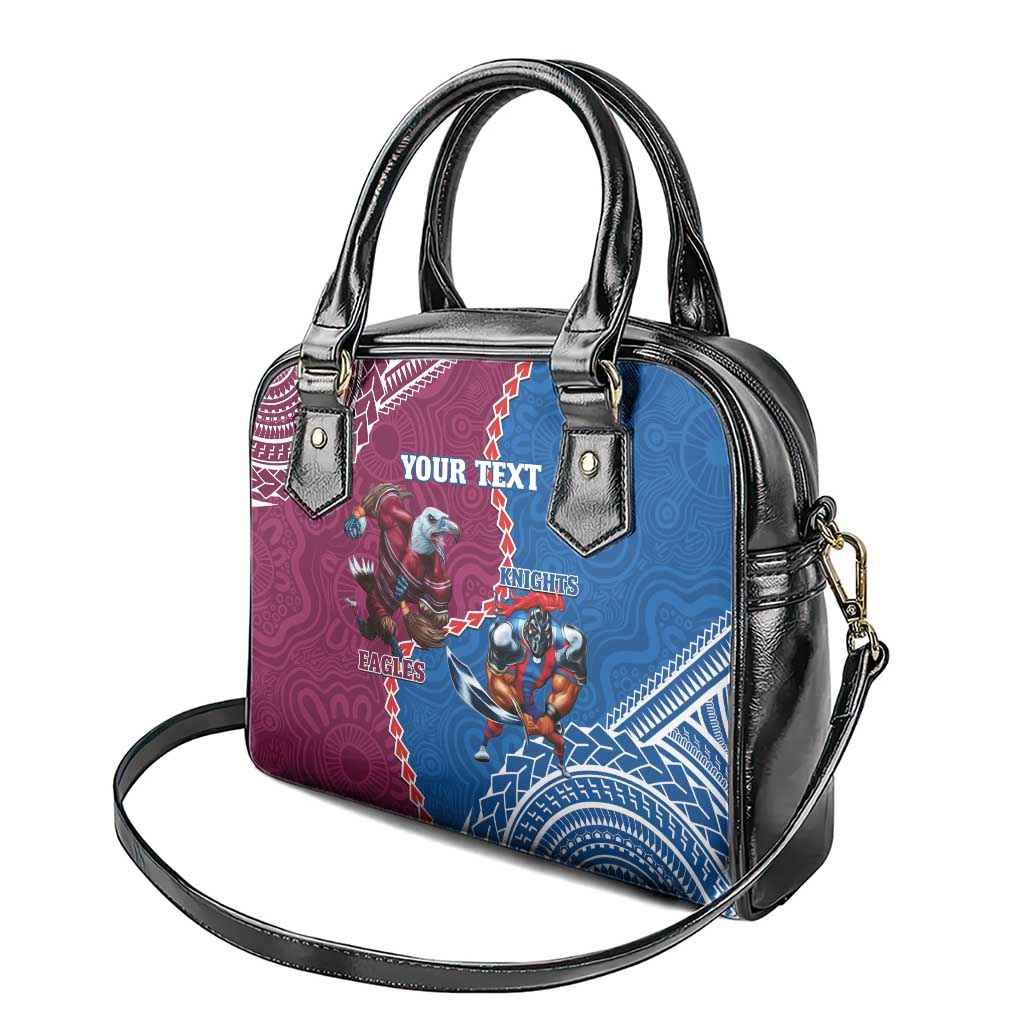 Personalised Eagles And Knights Rugby Shoulder Handbag Aboriginal Mix Polynesian Pattern