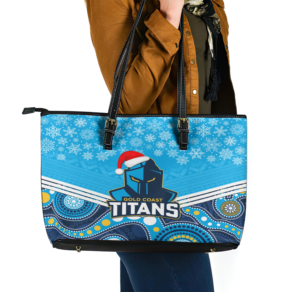 custom-titans-rugby-christmas-leather-tote-bag-merry-xmas-2023-mix-aboriginal-art