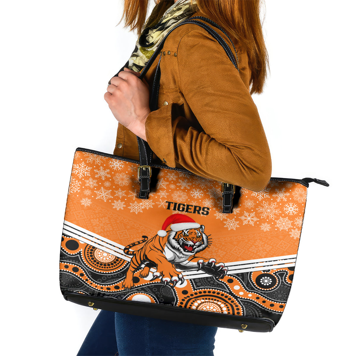 custom-tigers-rugby-christmas-leather-tote-bag-merry-xmas-2023-mix-aboriginal-art