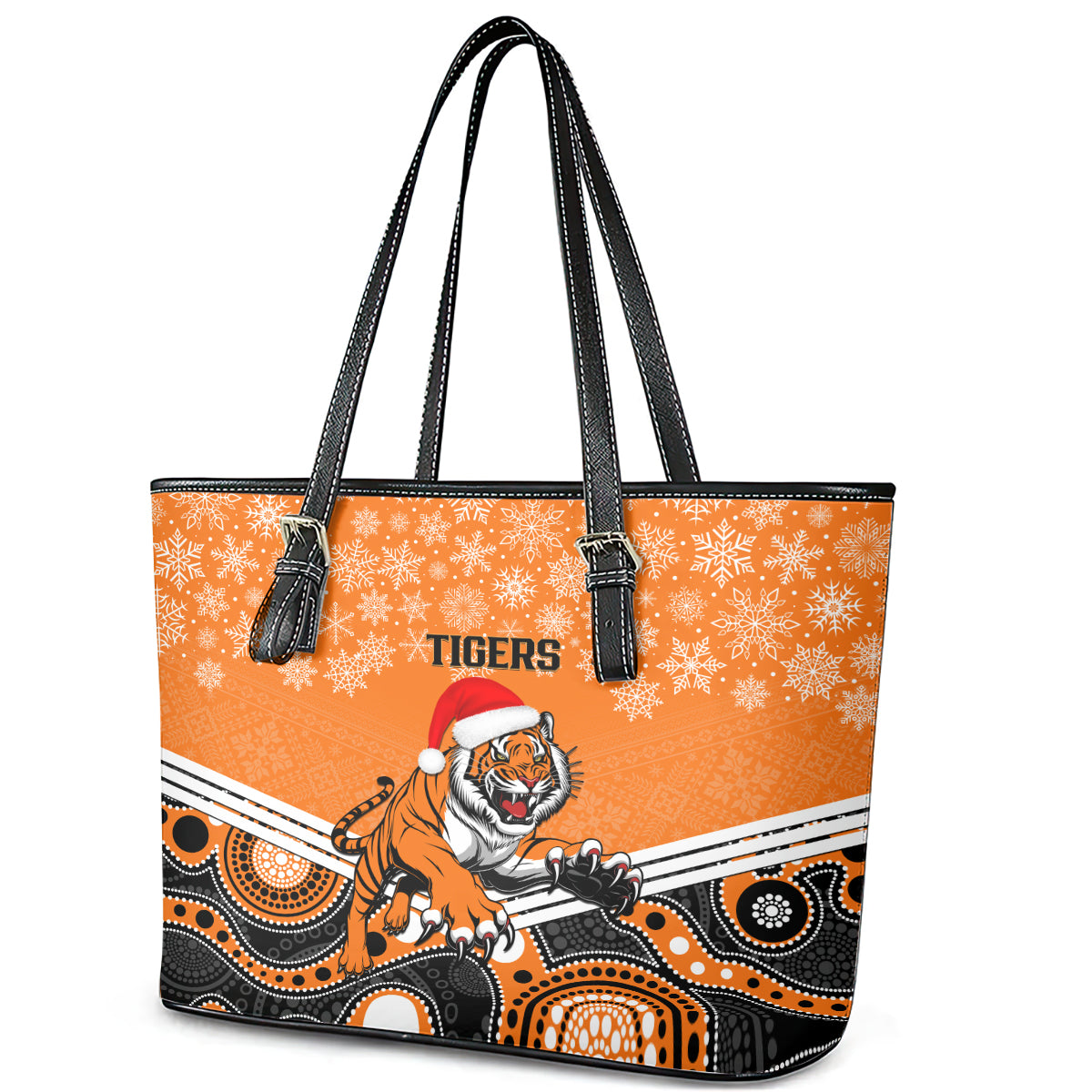 custom-tigers-rugby-christmas-leather-tote-bag-merry-xmas-2023-mix-aboriginal-art