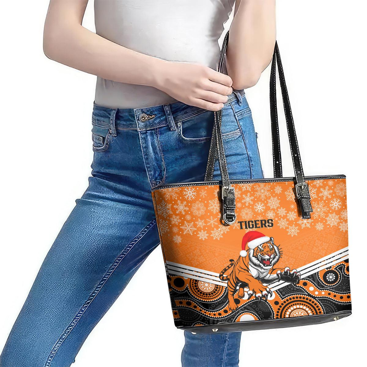 custom-tigers-rugby-christmas-leather-tote-bag-merry-xmas-2023-mix-aboriginal-art