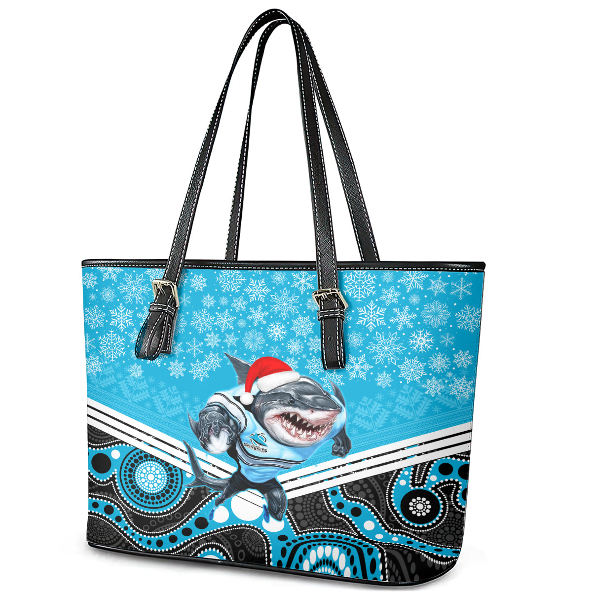 custom-sharks-rugby-christmas-leather-tote-bag-merry-xmas-2023-mix-aboriginal-art