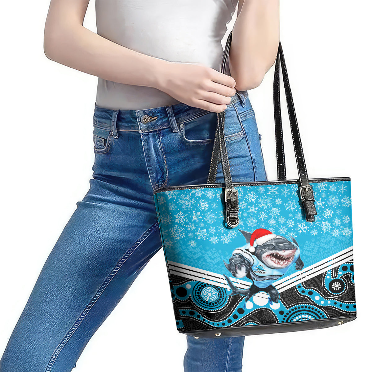 custom-sharks-rugby-christmas-leather-tote-bag-merry-xmas-2023-mix-aboriginal-art