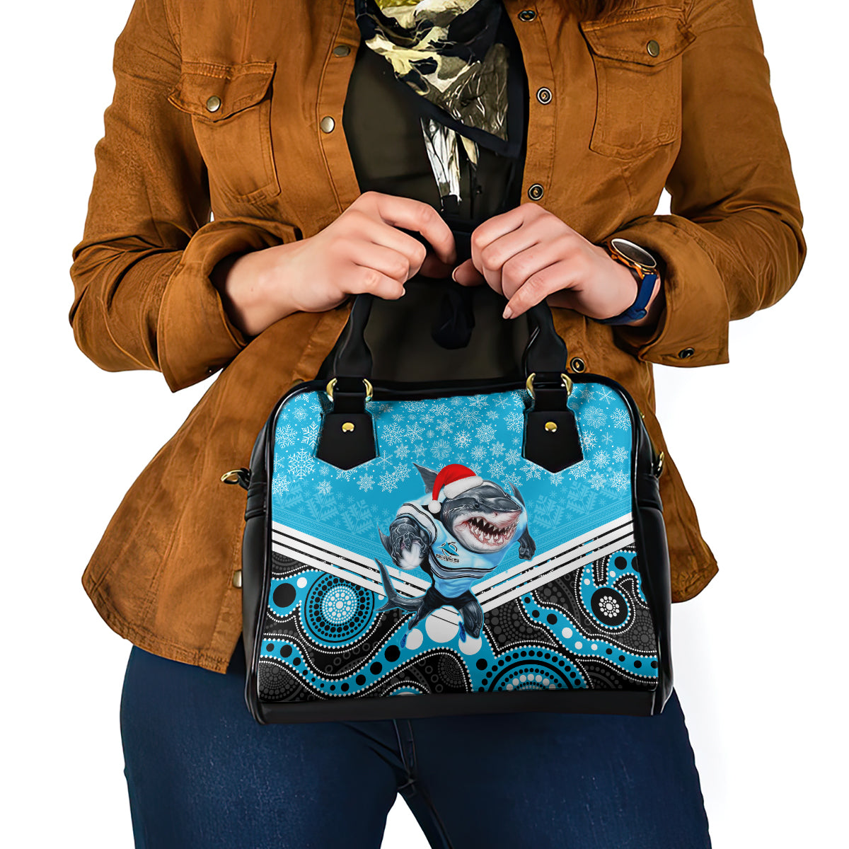 custom-sharks-rugby-christmas-shoulder-handbag-merry-xmas-2023-mix-aboriginal-art