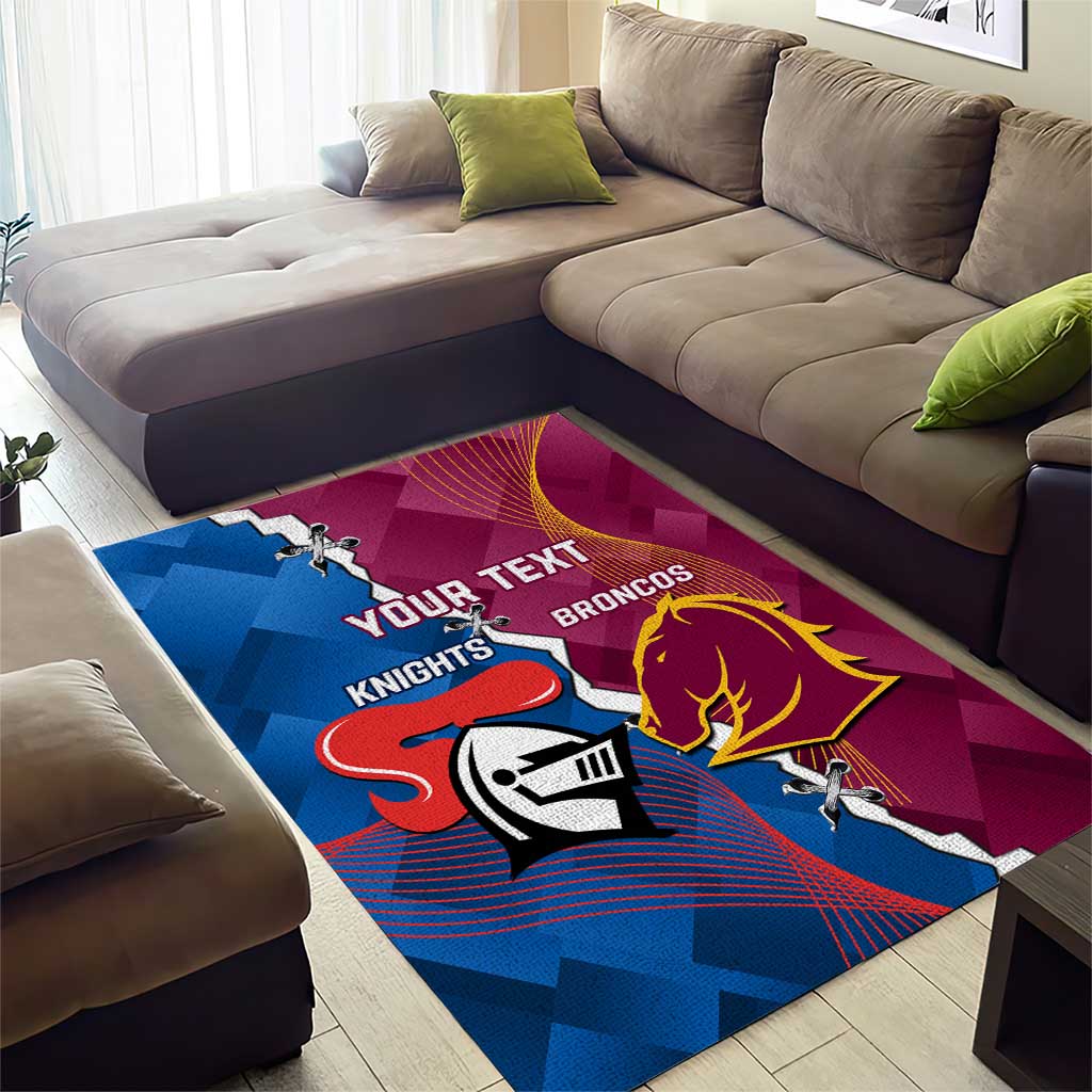 Custom Broncos And Knights Rugby Area Rug Dynamic Version