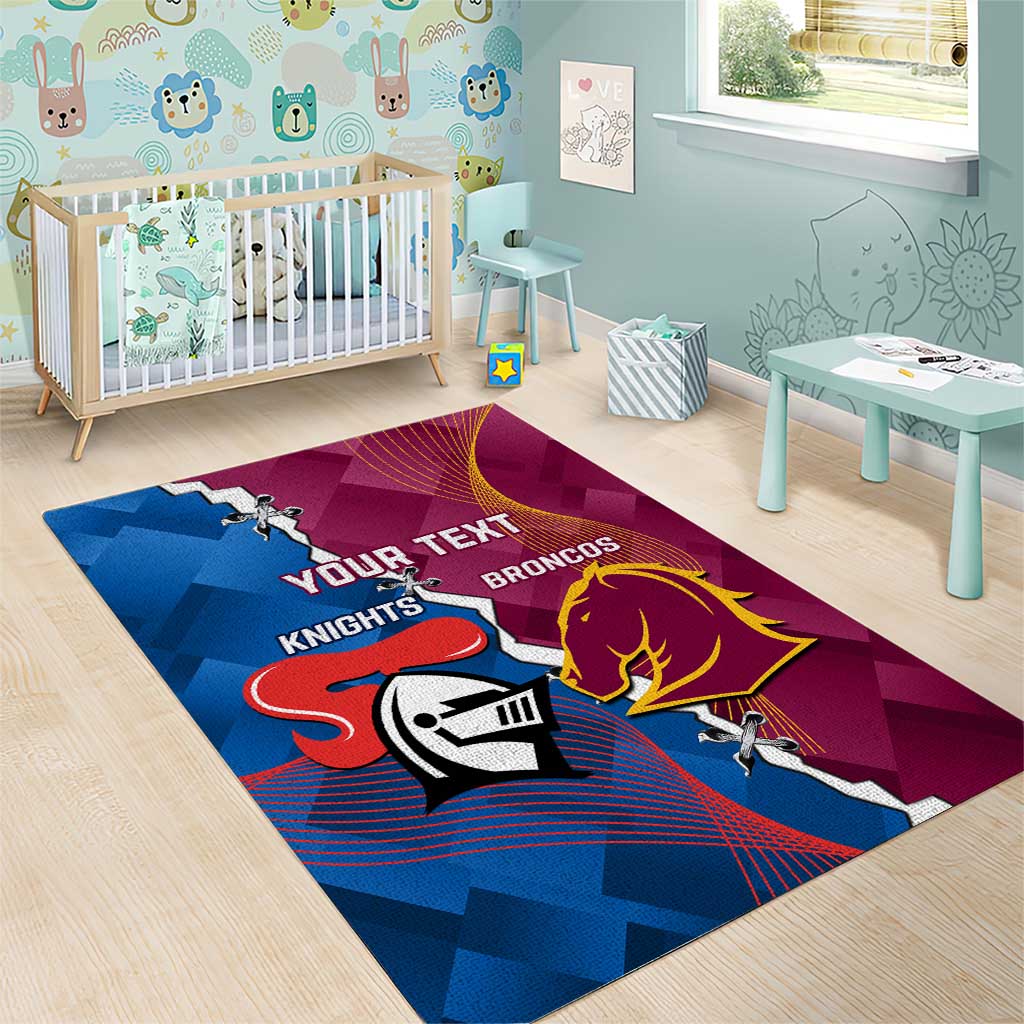 Custom Broncos And Knights Rugby Area Rug Dynamic Version