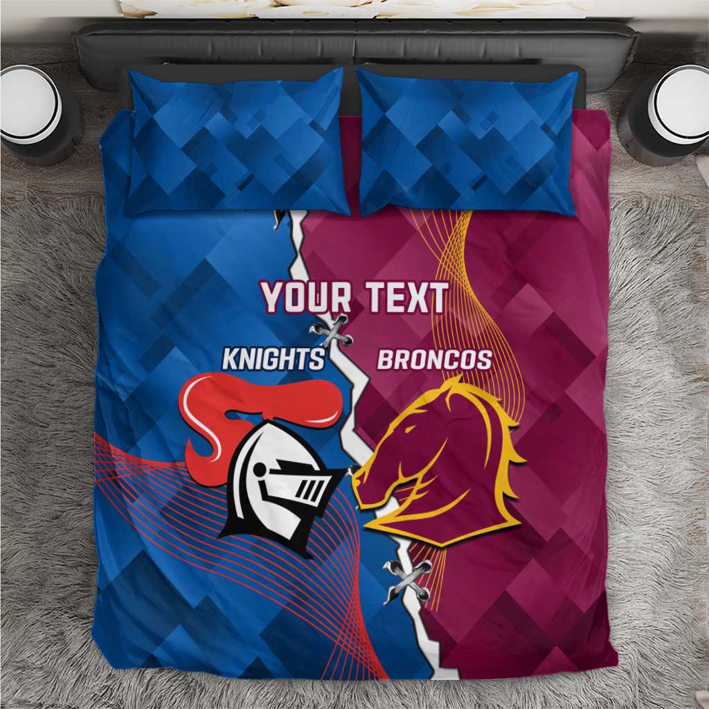 Custom Broncos And Knights Rugby Bedding Set Dynamic Version