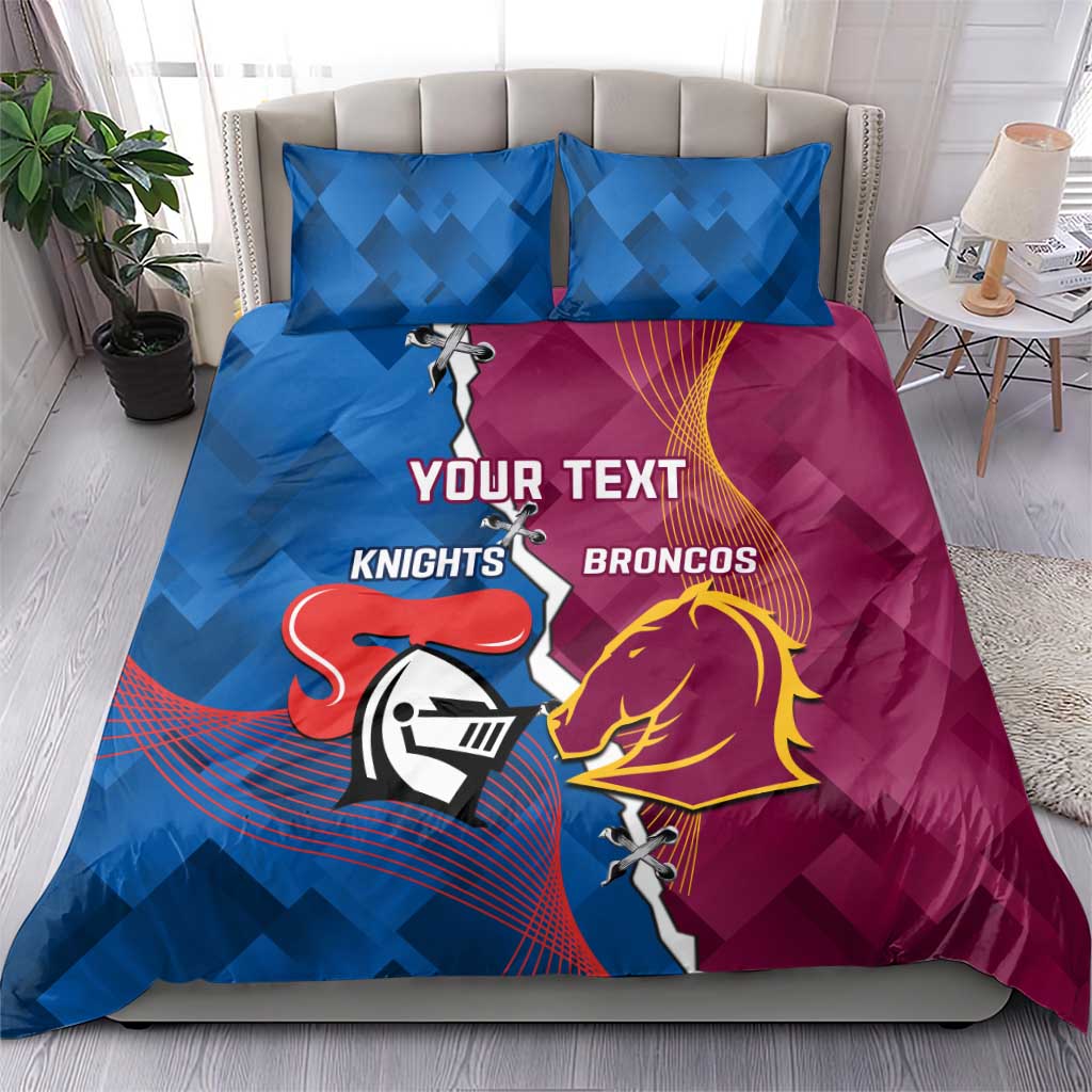 Custom Broncos And Knights Rugby Bedding Set Dynamic Version