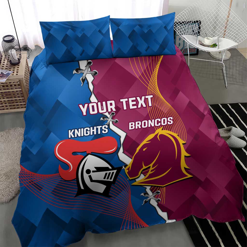 Custom Broncos And Knights Rugby Bedding Set Dynamic Version