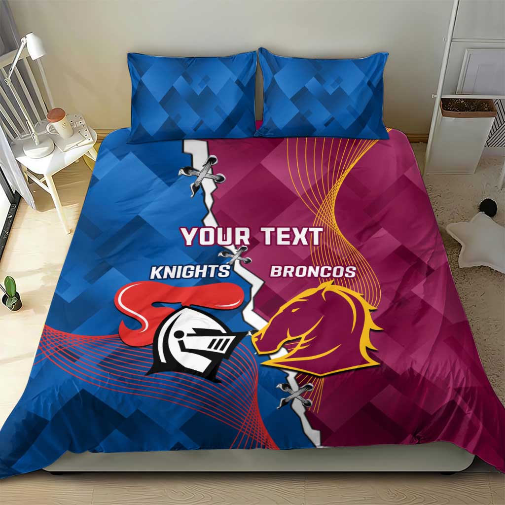 Custom Broncos And Knights Rugby Bedding Set Dynamic Version