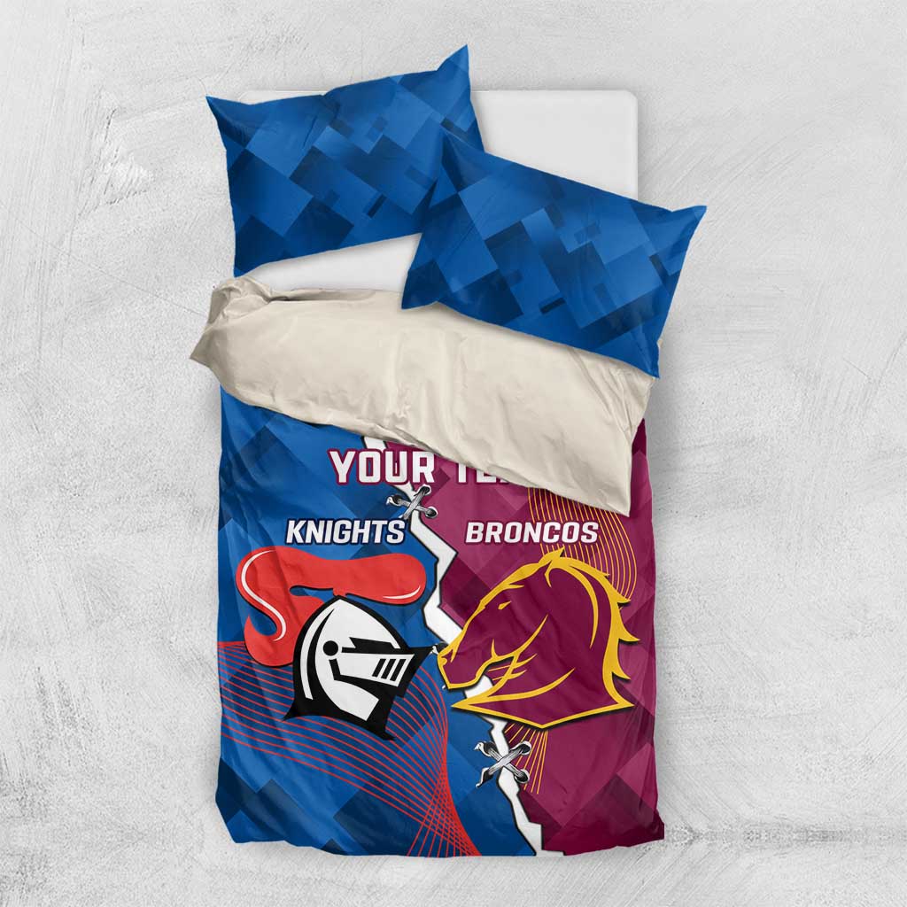 Custom Broncos And Knights Rugby Bedding Set Dynamic Version