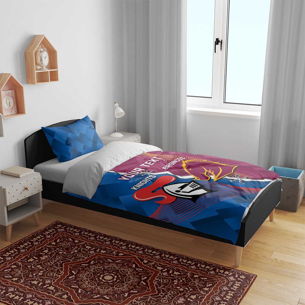 Custom Broncos And Knights Rugby Bedding Set Dynamic Version