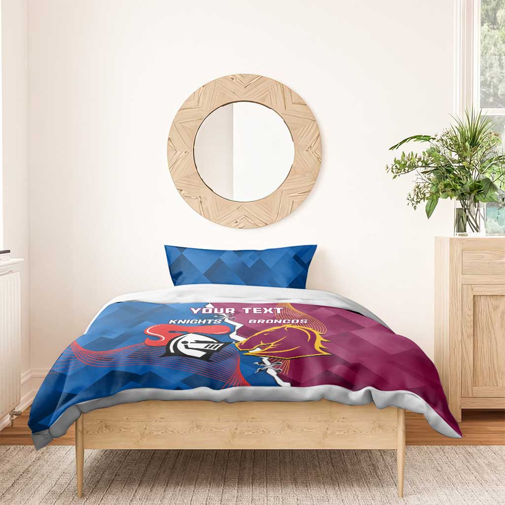 Custom Broncos And Knights Rugby Bedding Set Dynamic Version